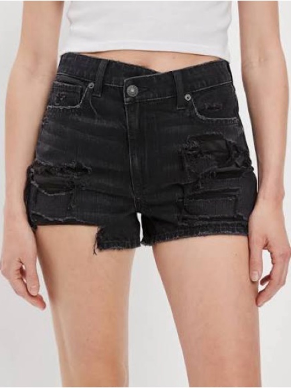 American Eagle Outfitters Black Distressed Jean Shorts